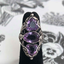 Triple Amethyst Botanical Ring