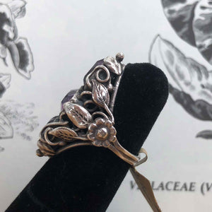 Triple Amethyst Botanical Ring