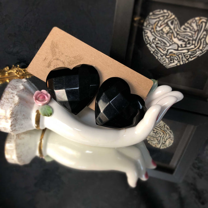 Black Heart Ear Clips