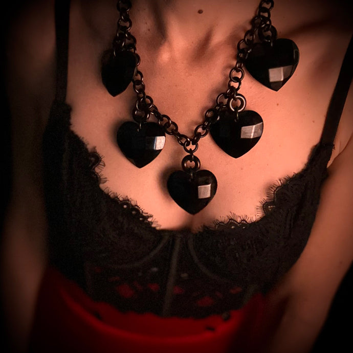 Black Heart Chain Necklace