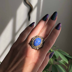 Blue Scarab Ring