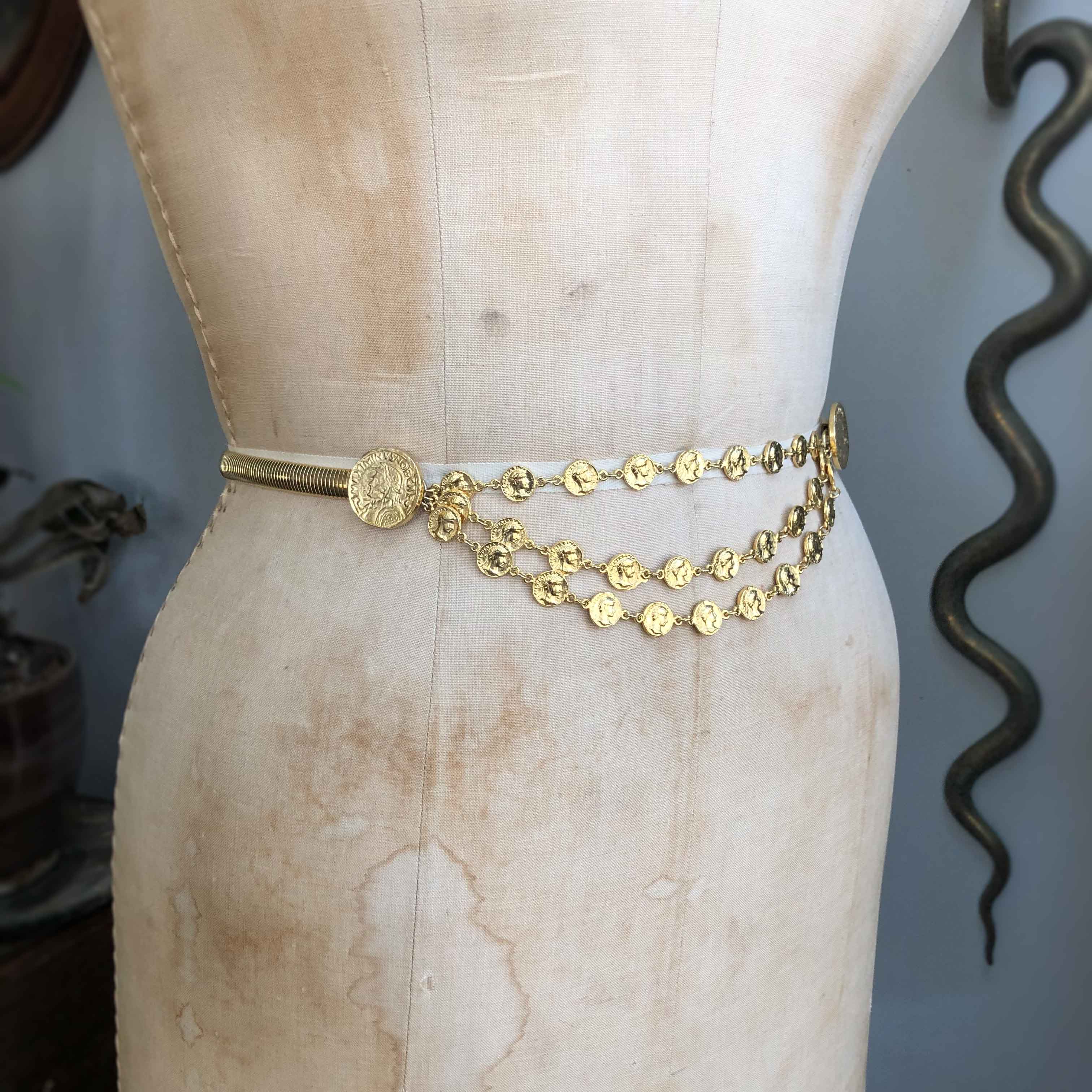 Vintage Roman Coin Belt by Leather Shop | Navy | Size Medium Vintage Roman Coin Belt by Leather Shop | Navy | Size Medium main image 2