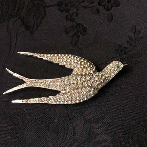 Crystal Swallow Brooch