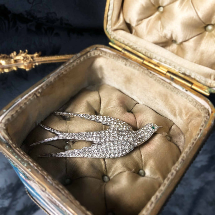 Crystal Swallow Brooch