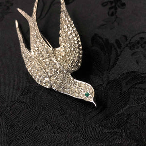 Crystal Swallow Brooch