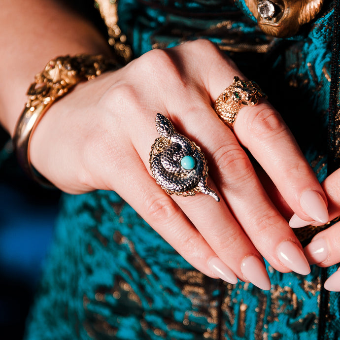 Blue Racer Snake Ring