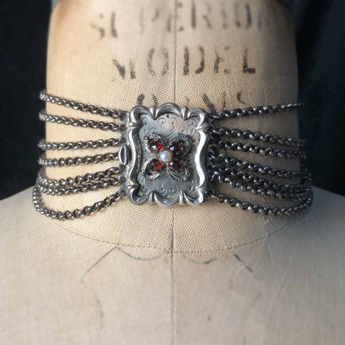 Garnet Floral Choker