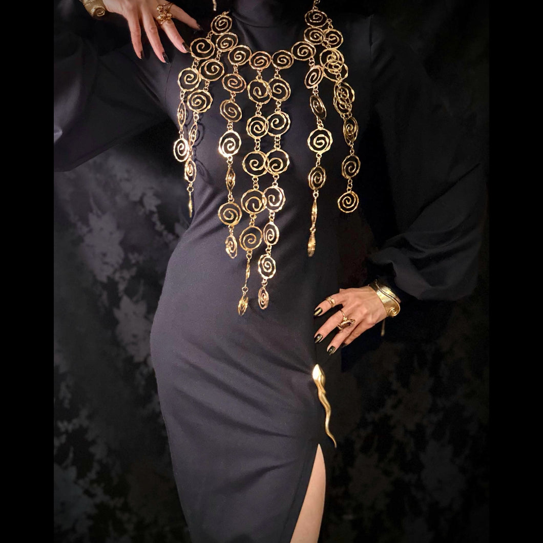 Serpentine Spiral Swirls Mega Necklace