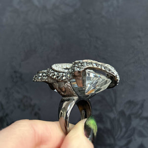 Massive snake crystal ring