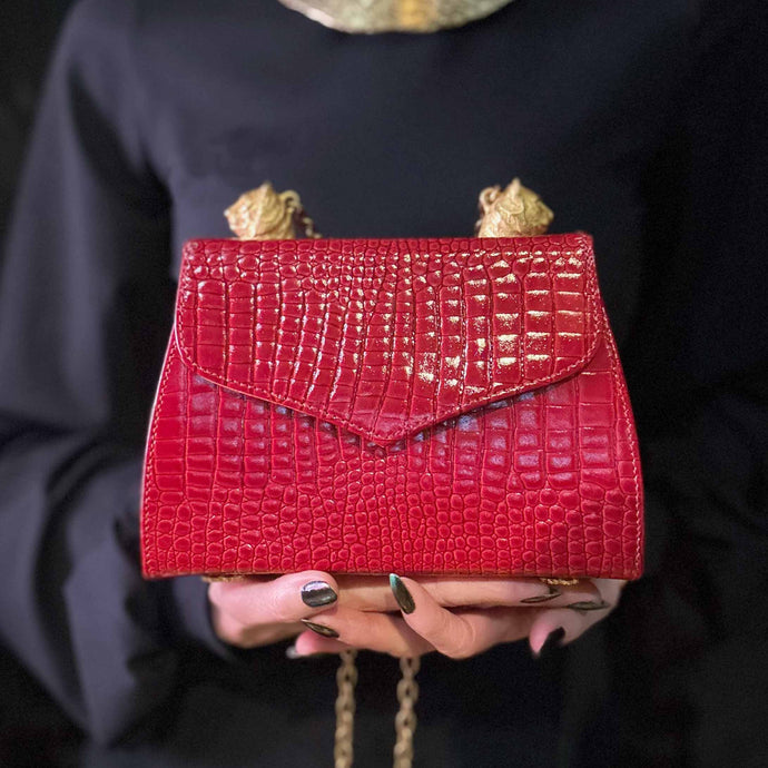 Twin Tigers Bag in Ruby Red