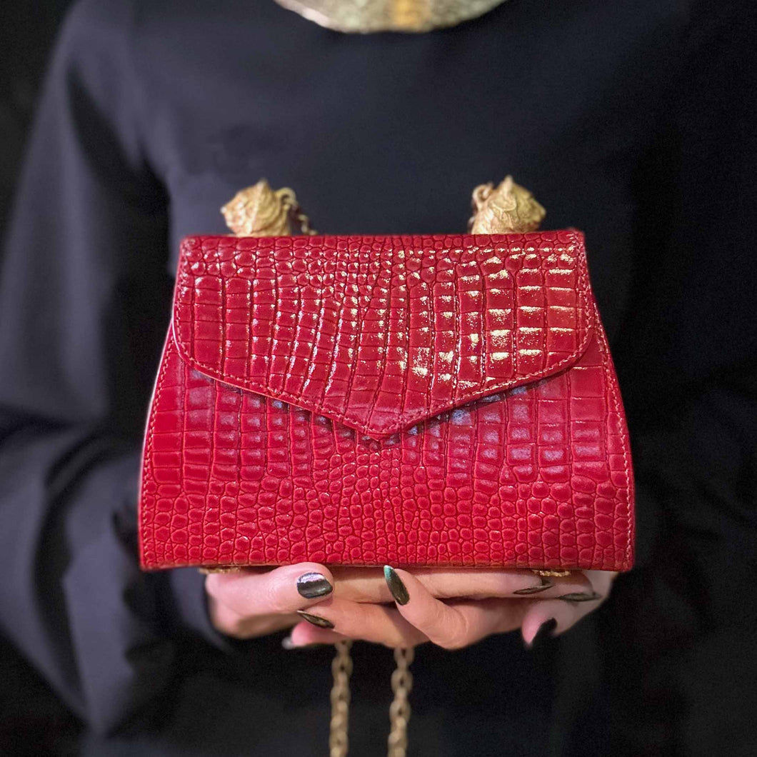 Twin Tigers Bag in Ruby Red