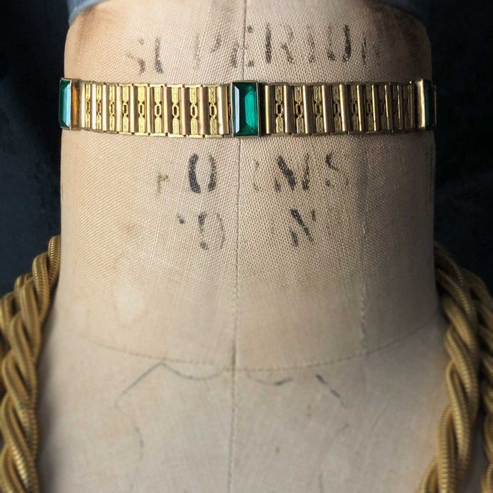 Victorian Faux Emerald Floral Choker