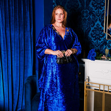 byVIINNIK Glissando Kaftan in “Crushed Velvet" (Royal Blue)
