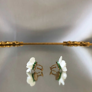 Delicate White Rose Earrings